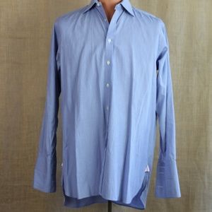 PINK Blue Micro Check Men's Shirt w/ French Cuffs